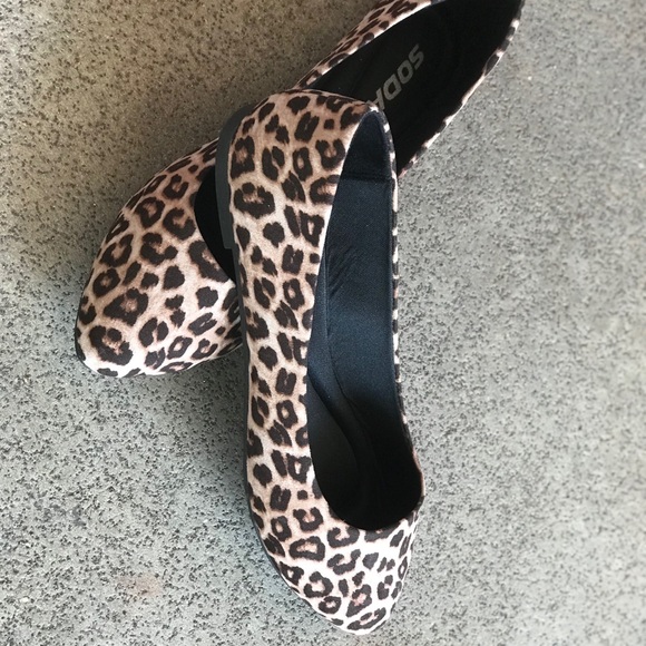 Last 1 Soda Leopard Almond Ballerina FLATS Size 10 - Picture 3 of 6